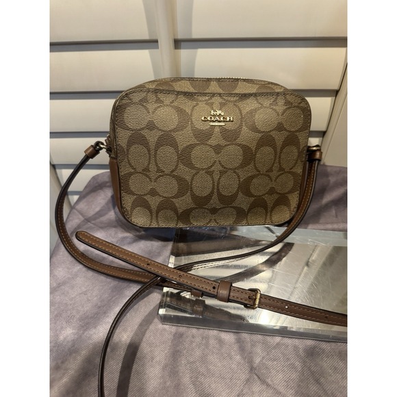 Coach Signature Brown Canvas Mini Camera Crossbody Shoulder Bag - Picture 1 of 6